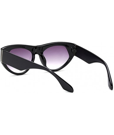 Oversized Retro cat eye sunglasses Oversized frame for Men Women UV Protection - Bright Black - CT18DWE2Z7O $20.30