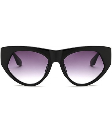 Oversized Retro cat eye sunglasses Oversized frame for Men Women UV Protection - Bright Black - CT18DWE2Z7O $20.30