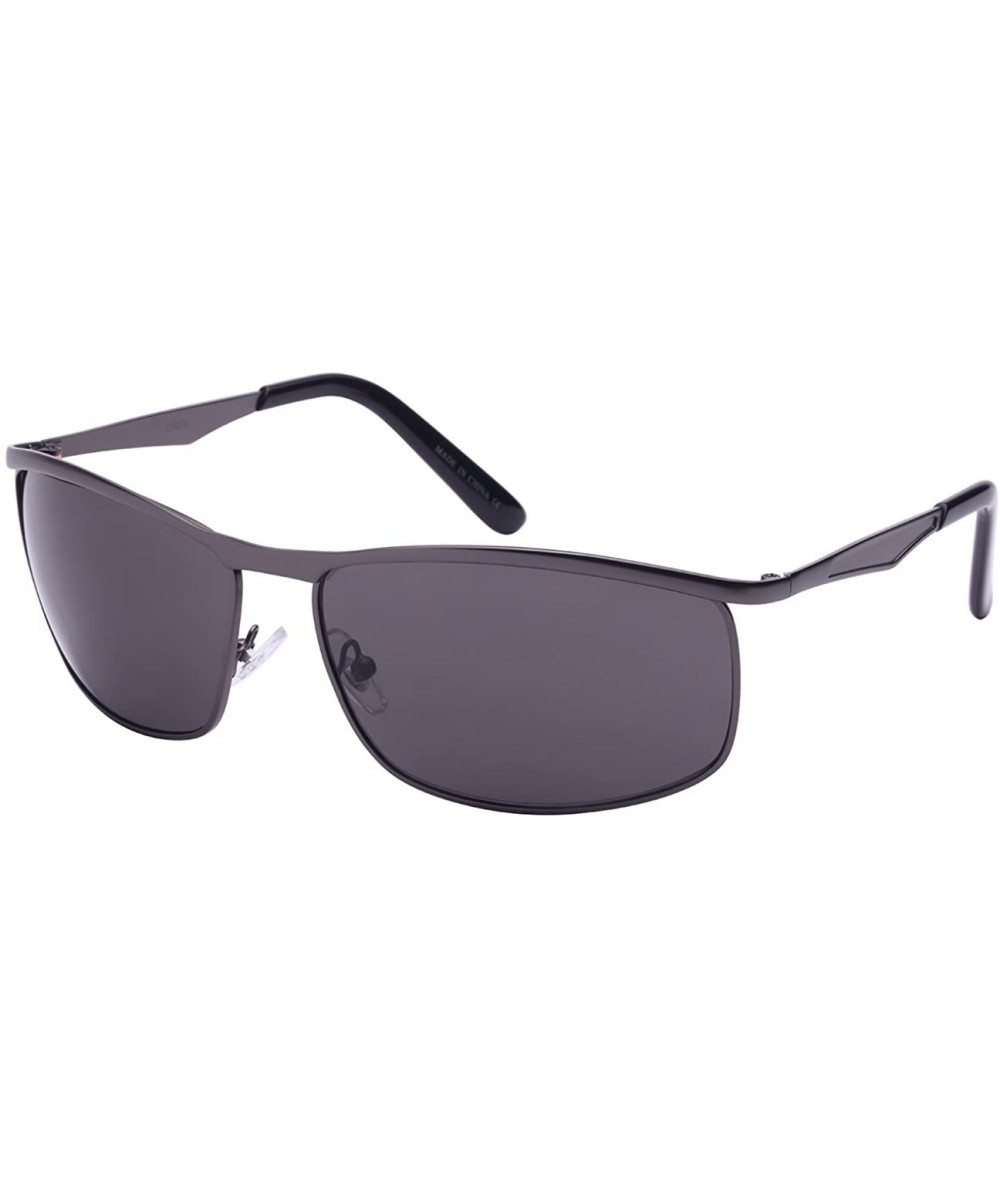 Square Men's Square Metal Top Frame Sunglasses 25076-SD - Matte Gunmetal - CH12608UQ9R $24.55