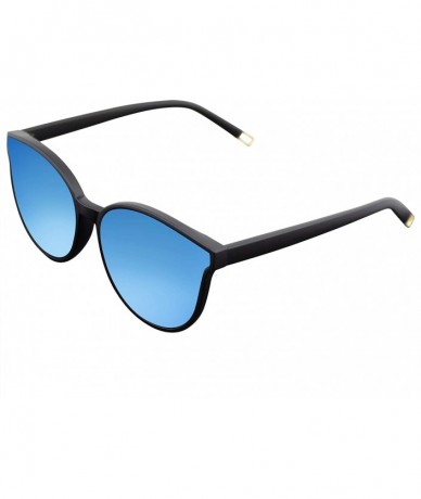 Round Mens Womens Retro Modern Horned Rim Mirrored Flat Infinity Lens Sunglasses - CL18TGAZYGO $20.07