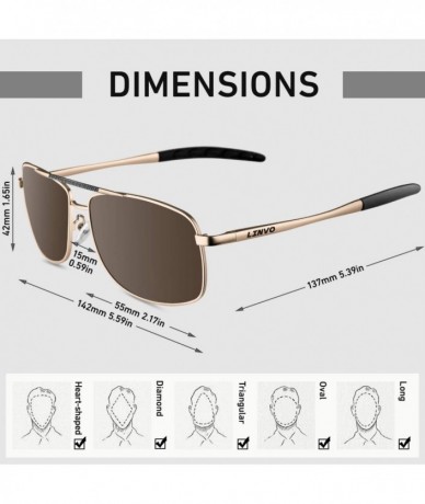 Rectangular Polarized Sunglasses for Men Sports Sun Glasses Driving Cycling Fishing Shades - 0 Gold Frame/Brown Lens - CY18NQ...