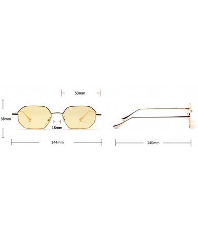 Rectangular Rectangle Sunglasses for Women Metal Frame Red Polygon Small Sun Glasses Men - Gold With Black - C018GSSU3RA $18.52