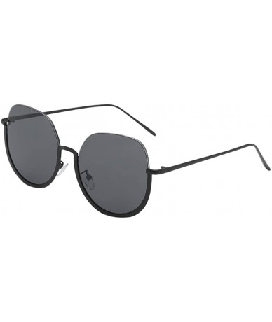 Wrap Half Frame Sunglasses Classic Design Mirror Sunglasses Vintage Womens Sunglasses - Blck - CA18TM4S0G9 $18.93