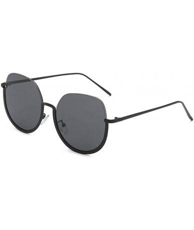 Wrap Half Frame Sunglasses Classic Design Mirror Sunglasses Vintage Womens Sunglasses - Blck - CA18TM4S0G9 $18.93