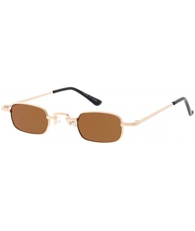 Square Fashion Wired Frame Retro Skinny Rectangular Lens Sunglasses L23 - Brown - CN19203KHW6 $21.01