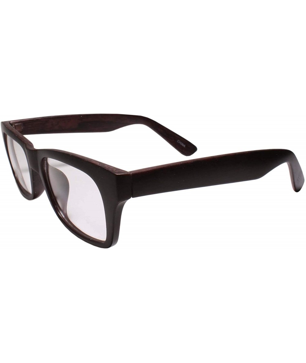 Rectangular Unisex Wood Printed Horn Rimmed Style Rectangle Clear Lens Eye Glasses - Wood Effect 1 - CK199EQEUIE $25.22