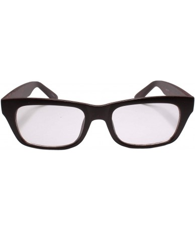 Rectangular Unisex Wood Printed Horn Rimmed Style Rectangle Clear Lens Eye Glasses - Wood Effect 1 - CK199EQEUIE $25.22