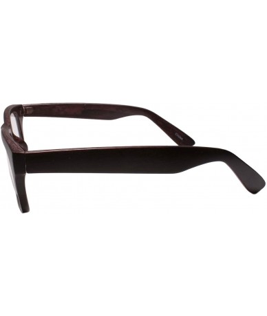 Rectangular Unisex Wood Printed Horn Rimmed Style Rectangle Clear Lens Eye Glasses - Wood Effect 1 - CK199EQEUIE $25.22