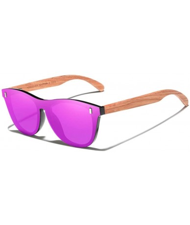 Oval Wood Sunglasses Vintage Polarized Men's Natural Wooden Eyewear Accessories - Purple Bubinga Wood - CM194OW8RUR $61.20