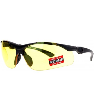 Semi-rimless Yellow Lens Protective Safety Glasses UV 400 ANSI Z87.1+ Up Down Temple - Black - CL189LM37D3 $19.83