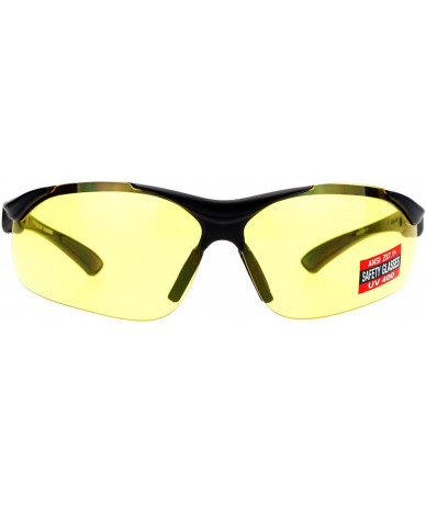 Semi-rimless Yellow Lens Protective Safety Glasses UV 400 ANSI Z87.1+ Up Down Temple - Black - CL189LM37D3 $19.83