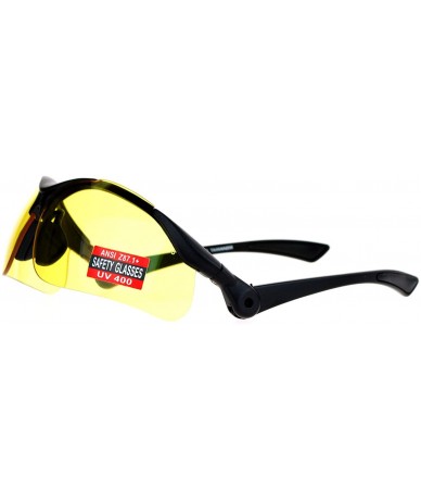 Semi-rimless Yellow Lens Protective Safety Glasses UV 400 ANSI Z87.1+ Up Down Temple - Black - CL189LM37D3 $19.83