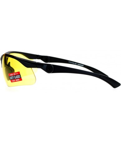 Semi-rimless Yellow Lens Protective Safety Glasses UV 400 ANSI Z87.1+ Up Down Temple - Black - CL189LM37D3 $19.83