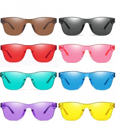 Rimless One Piece Rimless Tinted Sunglasses Transparent Candy Color Glasses - 009-8pack - CK18E0KL0XA $48.47