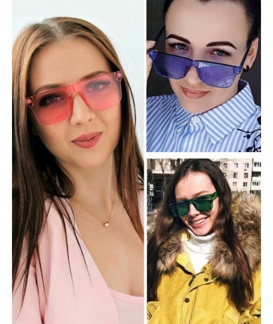 Rimless One Piece Rimless Tinted Sunglasses Transparent Candy Color Glasses - 009-8pack - CK18E0KL0XA $48.47