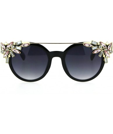 Butterfly Fancy Rhinestones Fashion Womens Sunglasses Bling Metal Top UV 400 - Black Gold Pink - C1186RNGLOA $23.08