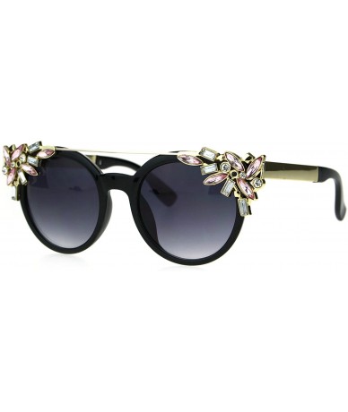 Butterfly Fancy Rhinestones Fashion Womens Sunglasses Bling Metal Top UV 400 - Black Gold Pink - C1186RNGLOA $23.08