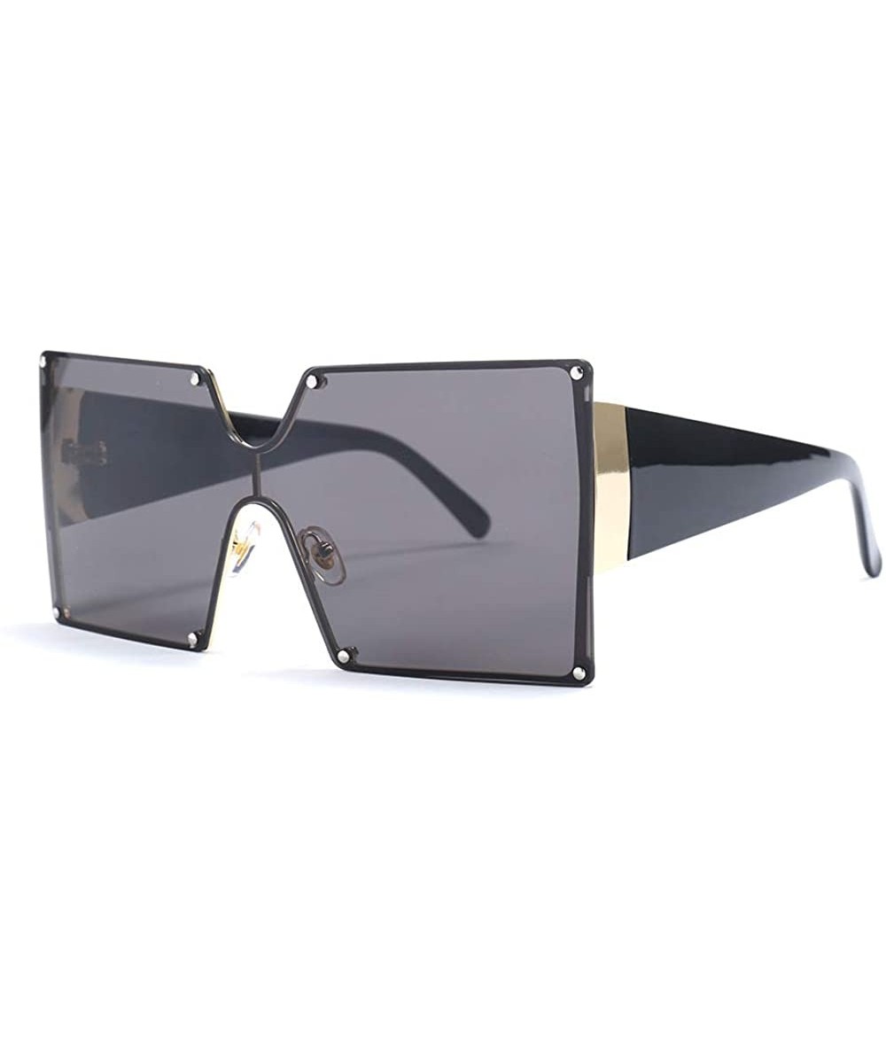 Shield Oversized Sunglasses Designer Vintage Futuristic - Black - CB18QNHA7MT $25.72