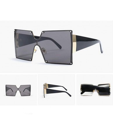 Shield Oversized Sunglasses Designer Vintage Futuristic - Black - CB18QNHA7MT $25.72