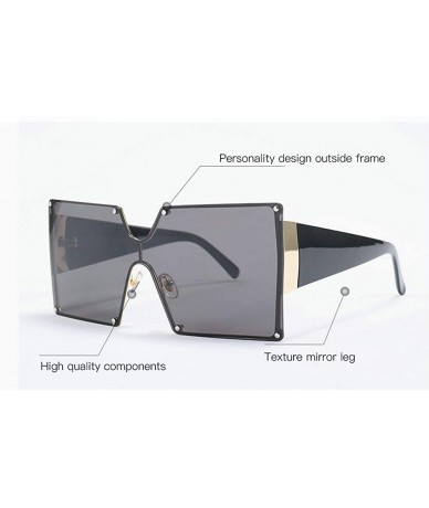 Shield Oversized Sunglasses Designer Vintage Futuristic - Black - CB18QNHA7MT $25.72