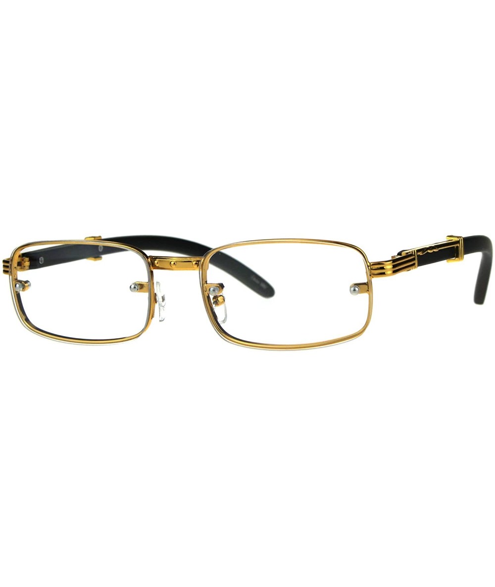 Rectangular Mens Exposed Lens Narrow Rectangular Hustler OG Sunglasses - Gold Clear - CM189I4YYEO $22.64