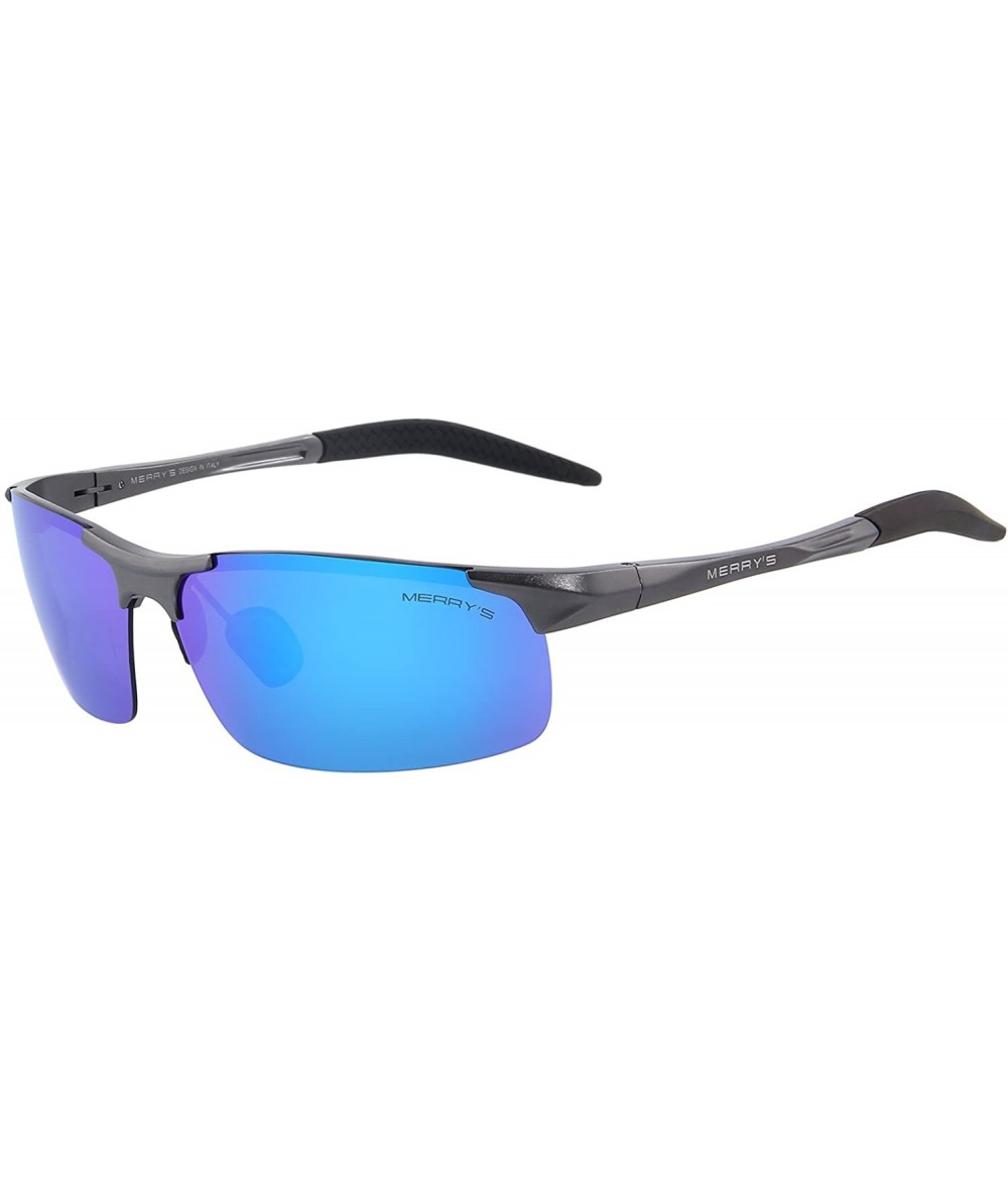 Sport Men's Sports Fashion Driving Polarized Sunglasses for Men-Unbreakable Frame Rimless Shades S8277 - Gray&blue - CN17YG9W...