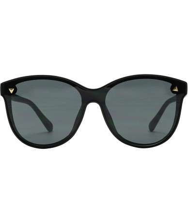 Square Oversized Retro Round Cat Eye Sunglasses Chic Mod Flat Lens High Fashion Classic Women's Shades - Matte Black - CS18Y9...