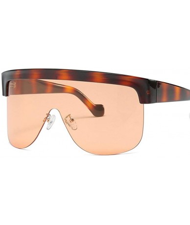 Oversized 2020 Oversized One Piece Shield Sunglasses For Women Brand Sun Glasses Rimless Big Leopard Shades - C3193LIILAX $26.23