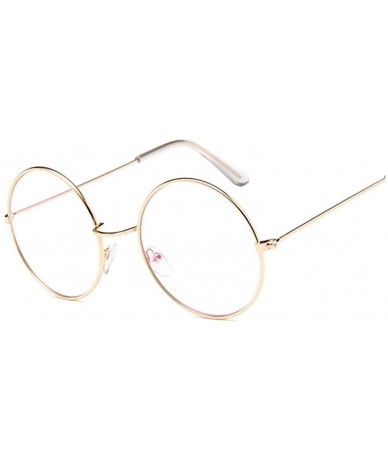 Round Fashion Round Vintage Glasses Frame Women Lunette Metal Clear Lens Optical Transparent Female Mirror Plain - Gold - CD1...