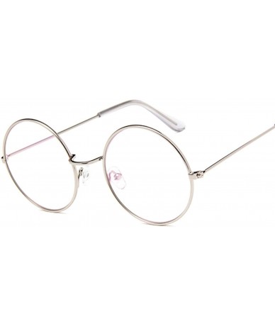 Round Fashion Round Vintage Glasses Frame Women Lunette Metal Clear Lens Optical Transparent Female Mirror Plain - Gold - CD1...