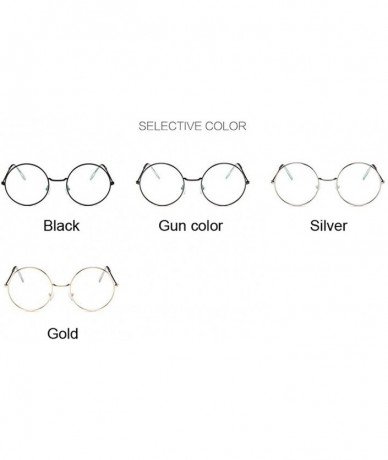 Round Fashion Round Vintage Glasses Frame Women Lunette Metal Clear Lens Optical Transparent Female Mirror Plain - Gold - CD1...