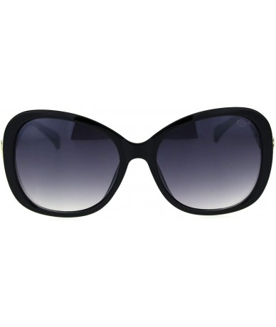 Oversized Womens Jaguar Jewel Hinge Diva Plastic Butterfly Sunglasses - Black Gold Smoke - CY18R9S8QNX $17.75