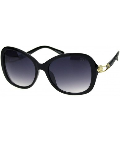 Oversized Womens Jaguar Jewel Hinge Diva Plastic Butterfly Sunglasses - Black Gold Smoke - CY18R9S8QNX $17.75