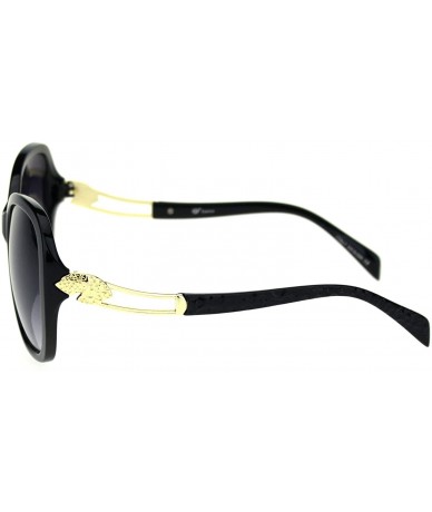 Oversized Womens Jaguar Jewel Hinge Diva Plastic Butterfly Sunglasses - Black Gold Smoke - CY18R9S8QNX $17.75