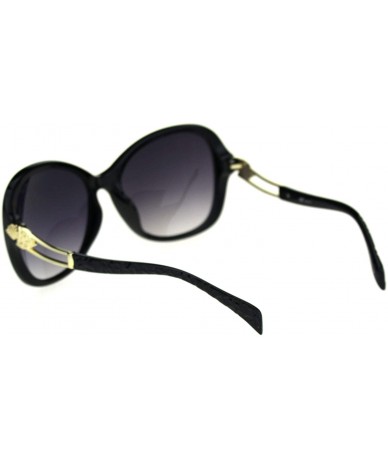 Oversized Womens Jaguar Jewel Hinge Diva Plastic Butterfly Sunglasses - Black Gold Smoke - CY18R9S8QNX $17.75