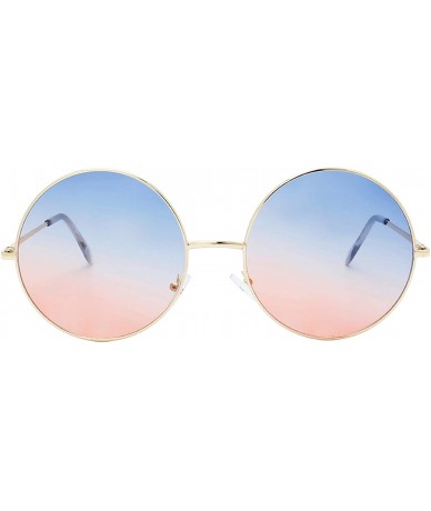 Round Urban Fashion Thin Frame Candy Lens Round Sunglasses - Blue Pink - C618YXZTRU2 $18.74