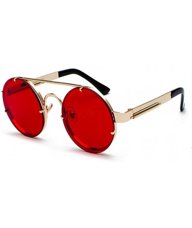 Round Unisex Fashion Sunglasses for Driving-Travel Outdoor Activites UV400 Eyewear - C6-gold Frame Red Lens - C918X7956M7 $42.17