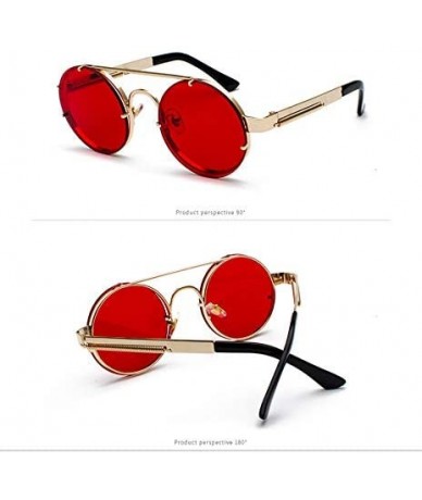 Round Unisex Fashion Sunglasses for Driving-Travel Outdoor Activites UV400 Eyewear - C6-gold Frame Red Lens - C918X7956M7 $42.17