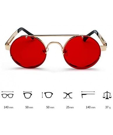 Round Unisex Fashion Sunglasses for Driving-Travel Outdoor Activites UV400 Eyewear - C6-gold Frame Red Lens - C918X7956M7 $42.17