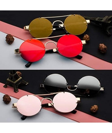 Round Unisex Fashion Sunglasses for Driving-Travel Outdoor Activites UV400 Eyewear - C6-gold Frame Red Lens - C918X7956M7 $42.17