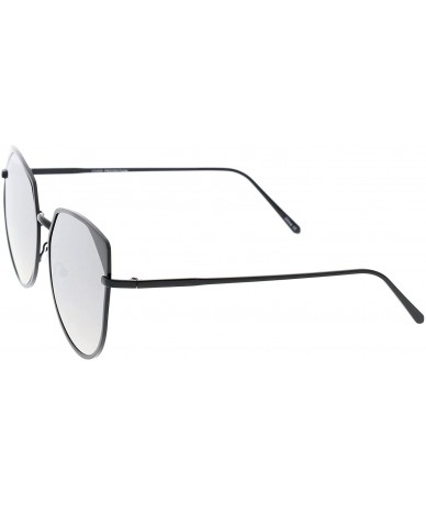 Oversized Women's Oversize Colored Mirror Flat Lens Cat Eye Sunglasses 59mm - Black / Silver Mirror - CQ183CX968S $23.83