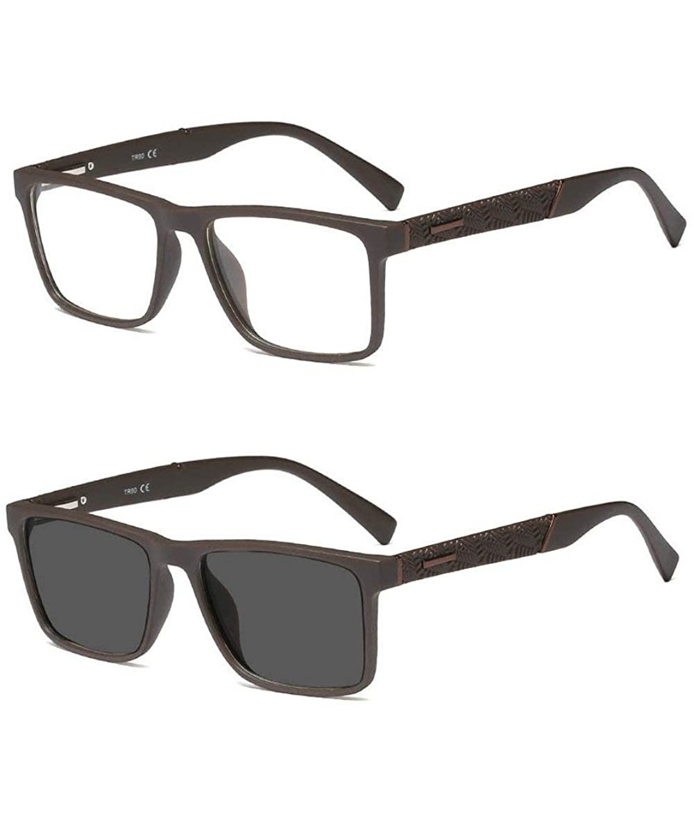 Rectangular Photochromic Finished Nearsighted Sunglasses Transition - Brown - C4192AQGAQS $33.39