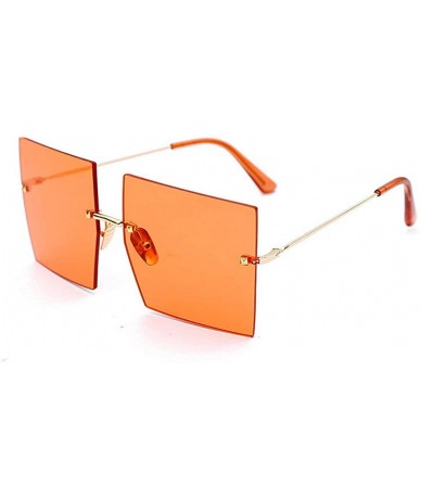 Rimless 2020 Fashion Oversized Square Sunglasses Women Sexy Red Brown Tinted Color Lens Big Rimless Sun Glasses UV400 - CI190...