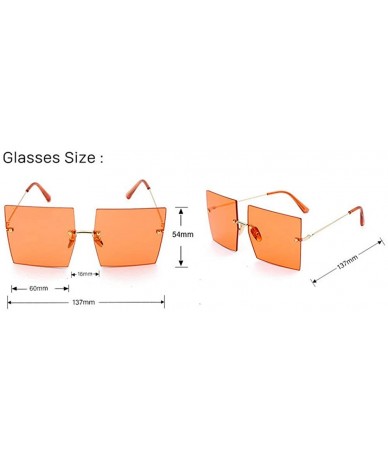 Rimless 2020 Fashion Oversized Square Sunglasses Women Sexy Red Brown Tinted Color Lens Big Rimless Sun Glasses UV400 - CI190...