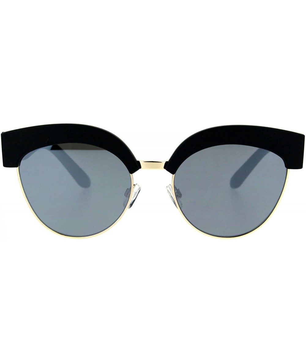 Cat Eye Womens Gothic Thick Plastic Cat Eye Half Rim Eye Brow Sunglasses - Black Mirror - CO182H5U3AK $23.43