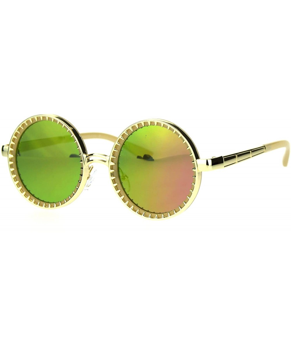 Round Steampunk Color Mirror Lens Round Circle Lens Victorian Sunglasses - Gold Fuchsia - C817AYTEX28 $26.00