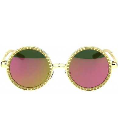 Round Steampunk Color Mirror Lens Round Circle Lens Victorian Sunglasses - Gold Fuchsia - C817AYTEX28 $26.00