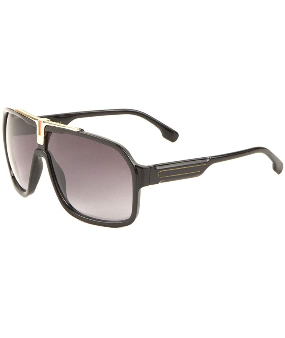 Aviator Geometric One Piece Shield T Shape Metal Top Bar Aviator Sunglasses - Smoke - C6197YLUS0O $27.60