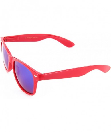 Wayfarer Retro Unisex Sunglasses Retro Classic Mirror Lens (Red/Mirrored - 55mm) - C611EMDINRZ $18.03