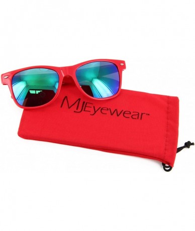 Wayfarer Retro Unisex Sunglasses Retro Classic Mirror Lens (Red/Mirrored - 55mm) - C611EMDINRZ $18.03